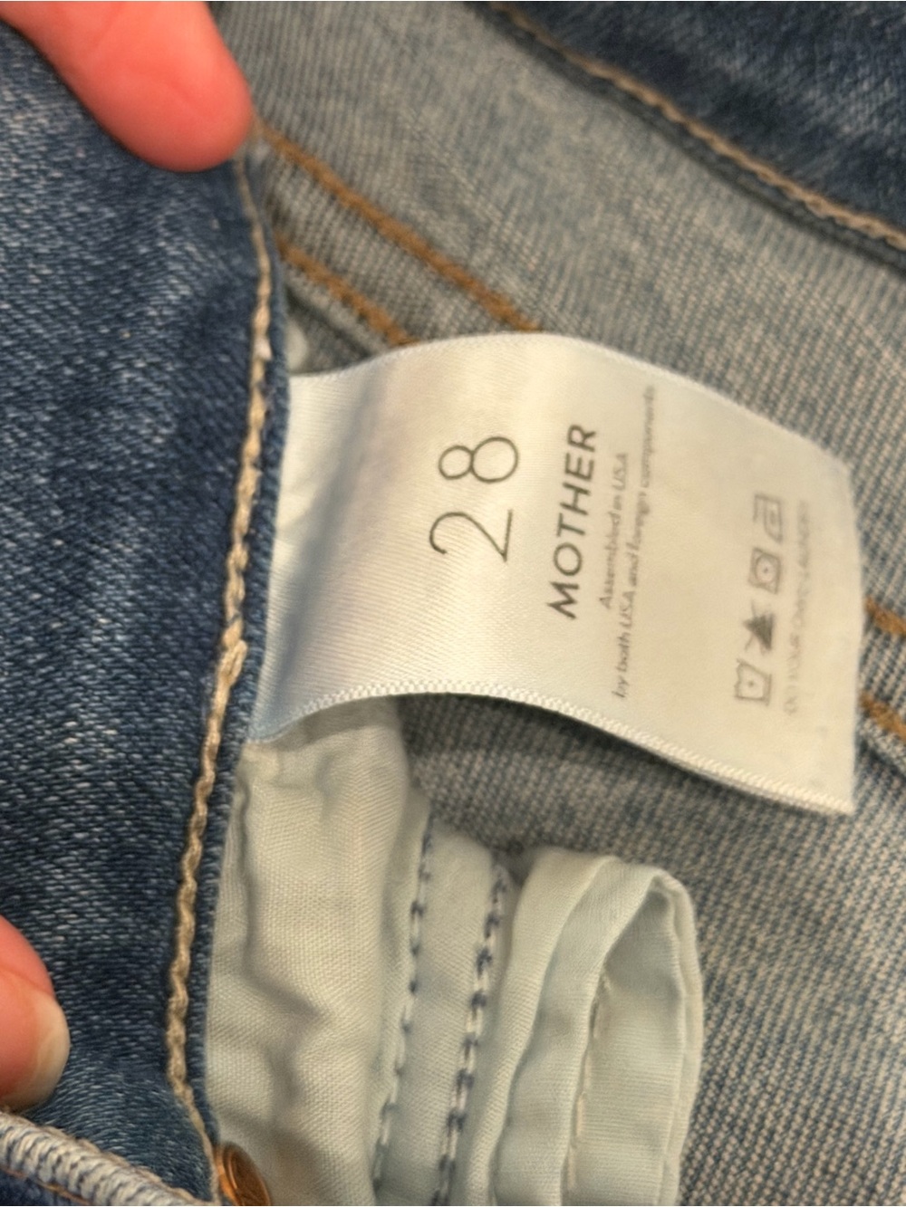 MOTHER Blue Flare Jeans with Distressed Hem - Picture 6 of 7
